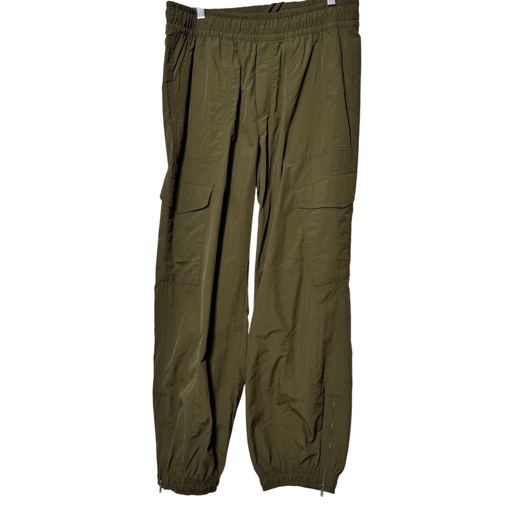 Old Navy Active Mens Cargo Jogger Pants Olive Green Quick Dry Zipper Cuff Size M